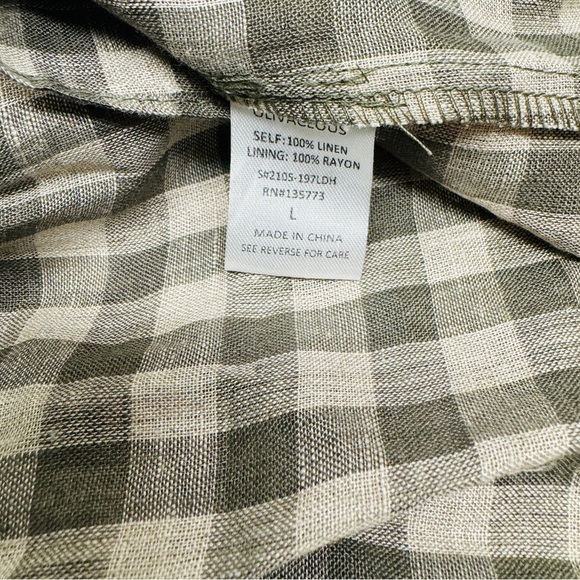 OLIVACEOUS PLAID LINEN MINI DRESS SIZE L NWT - Picture 5 of 8